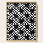 Black and white checkered love heart pattern Serving Tray Gallery Image 1