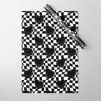 Black and white checkered love heart pattern Wrapping Paper Gallery Image 1
