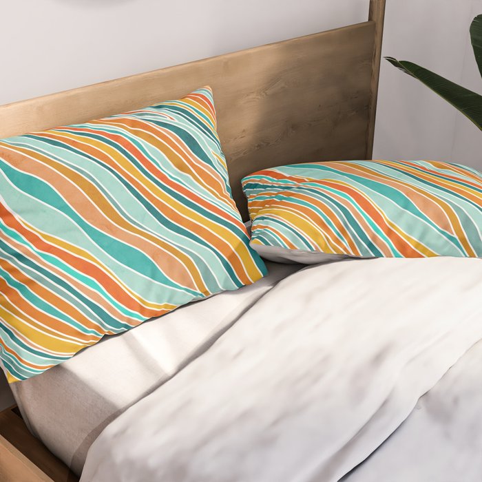 Colorful Summer Stripes Pillow Sham Gallery Image 2