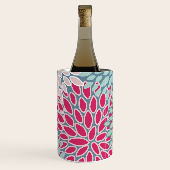 Festive, Floral Prints, Bright Pink, Teal and Green Wine Chiller Gallery Image 3