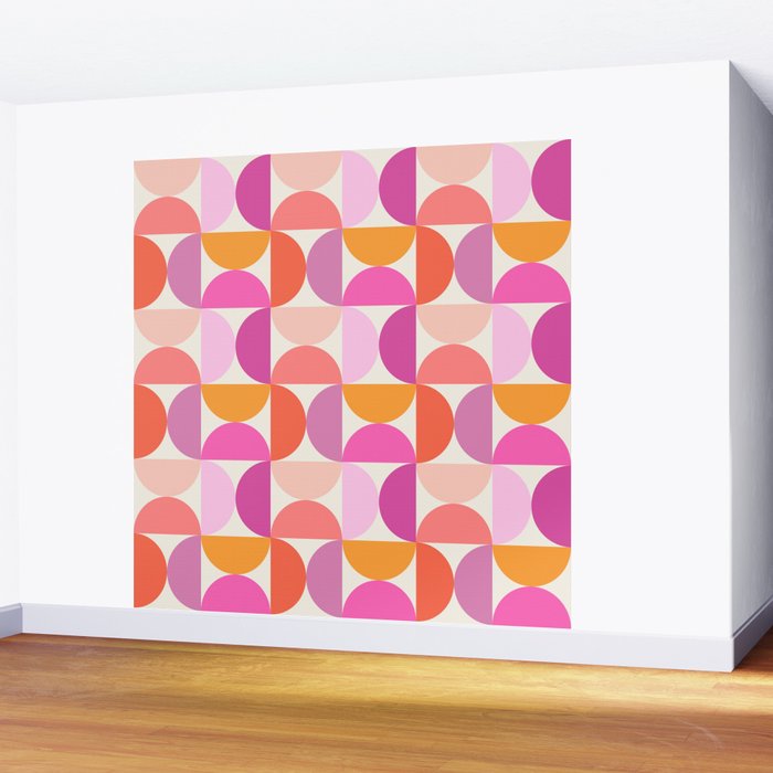 Mid Century Modern Shapes - Pink Wall Mural Gallery Image 2