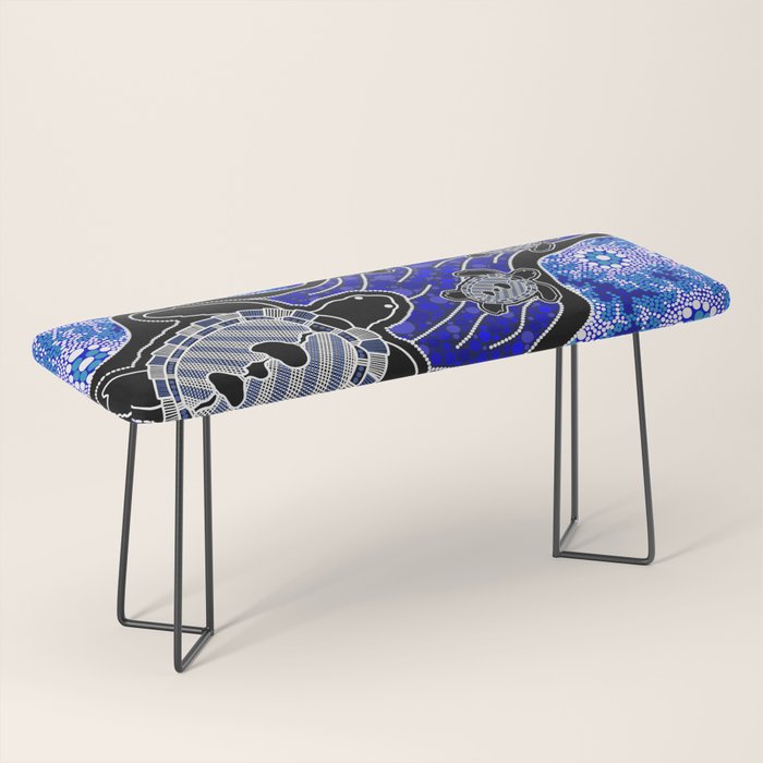 Authentic Aboriginal Art - Baby Sea Turtles Bench Gallery Image 1
