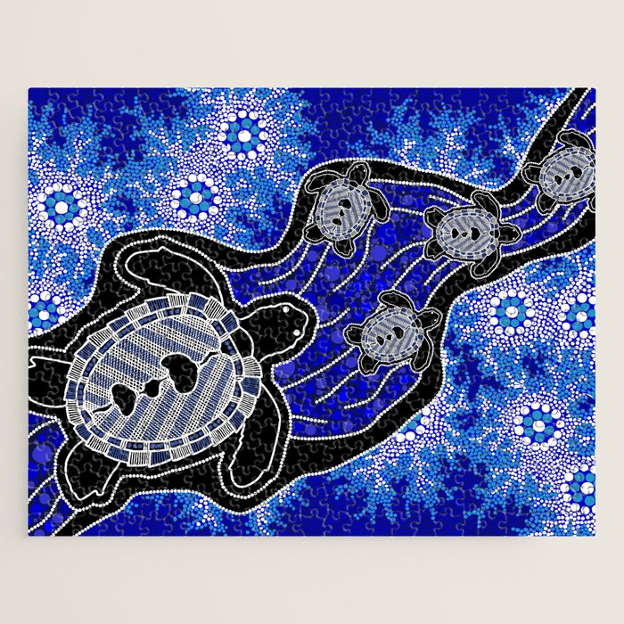 Authentic Aboriginal Art - Baby Sea Turtles Jigsaw Puzzle Gallery Image 1