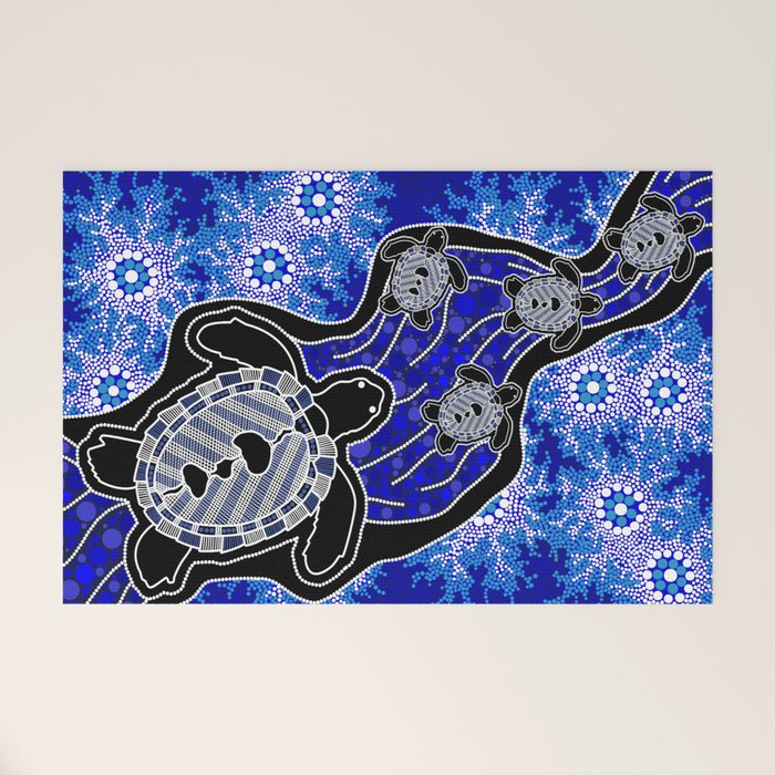 Authentic Aboriginal Art - Baby Sea Turtles Welcome Mat Gallery Image 1