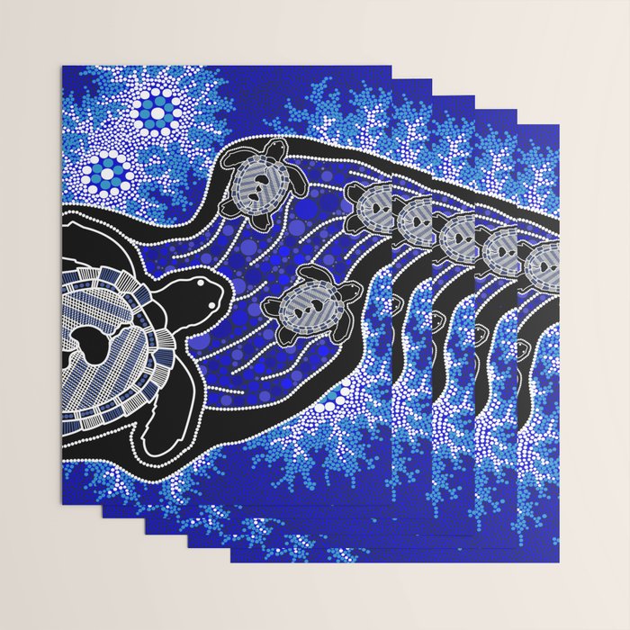 Authentic Aboriginal Art - Baby Sea Turtles Wrapping Paper Gallery Image 3