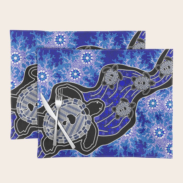 Authentic Aboriginal Art - Baby Sea Turtles Placemat Gallery Image 1