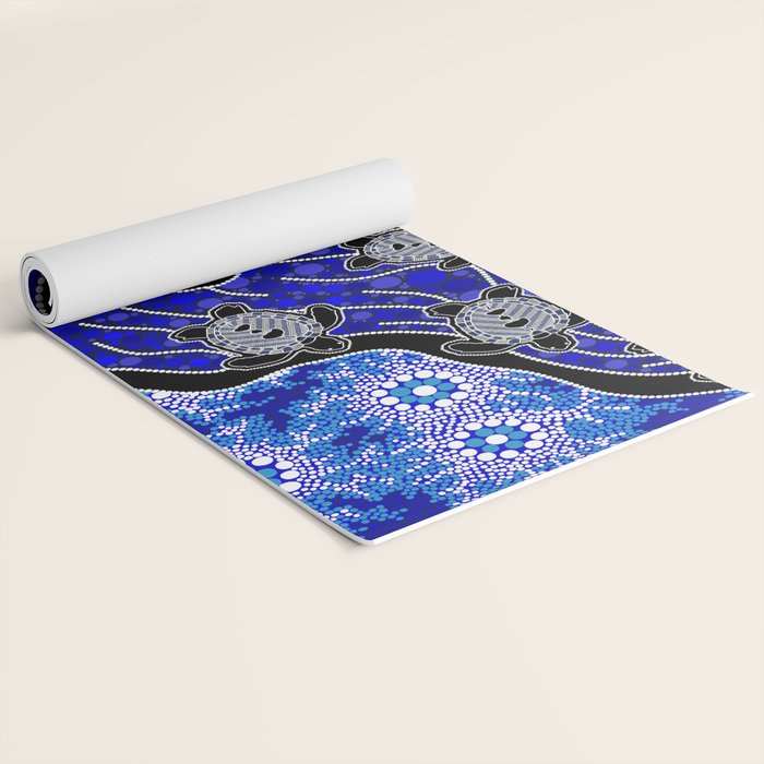 Authentic Aboriginal Art - Baby Sea Turtles Yoga Mat Gallery Image 2
