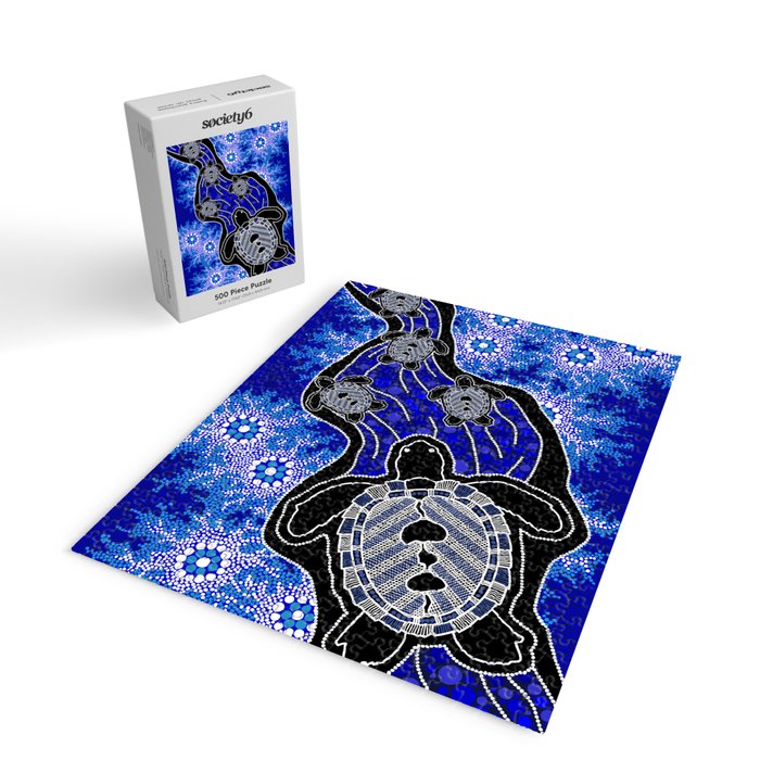 Authentic Aboriginal Art - Baby Sea Turtles Jigsaw Puzzle Gallery Image 2