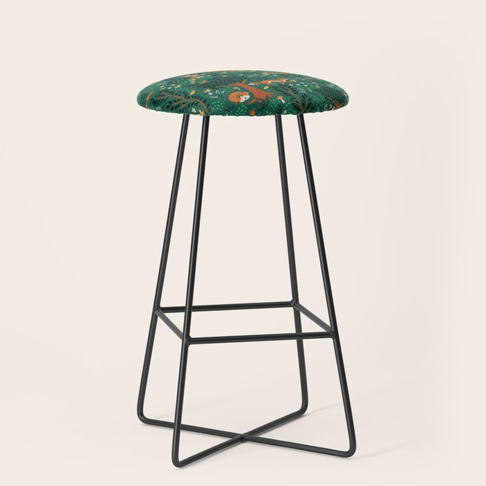 Foxes Playing in the Emerald Forest Stool Gallery Image 1