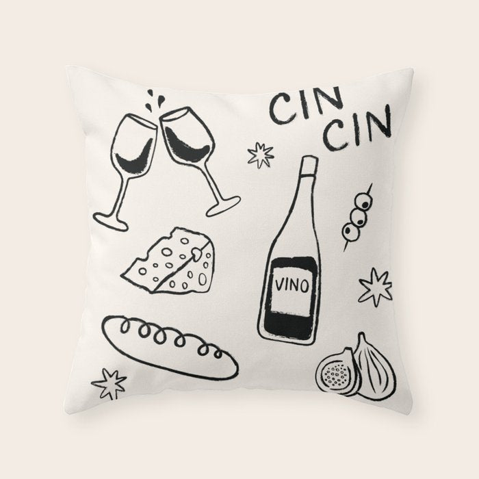 Cheers. Cheese and Wine Throw Pillow Gallery Image 6