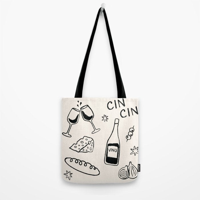 Cheers. Cheese and Wine Tote Bag Gallery Image 2