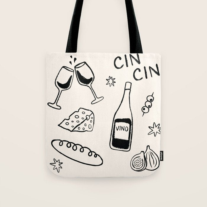 Cheers. Cheese and Wine Tote Bag Gallery Image 1