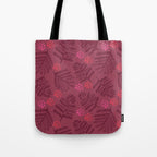 Winter & Woodsy Pine Trees in Ruby Red Tote Bag Gallery Image 1