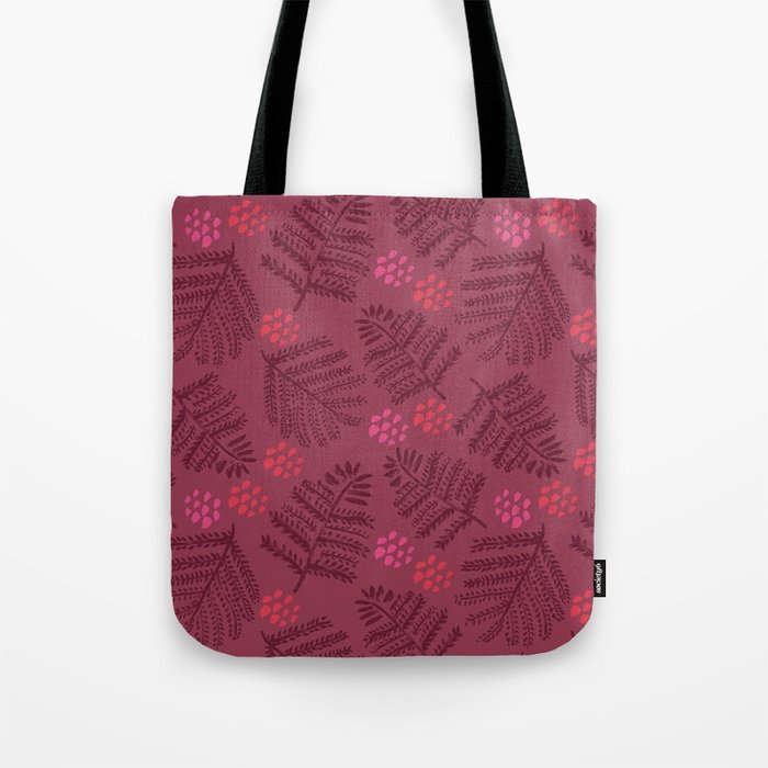Winter & Woodsy Pine Trees in Ruby Red Tote Bag Gallery Image 1