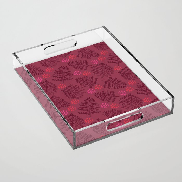 Winter & Woodsy Pine Trees in Ruby Red Acrylic Tray Gallery Image 1