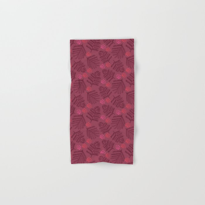 Winter & Woodsy Pine Trees in Ruby Red Bath Towel Gallery Image 1