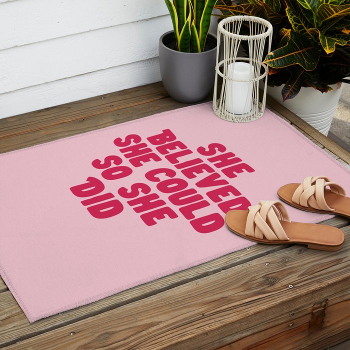 She Believed She Could So She Did in Pink Outdoor Rug Gallery Image 2