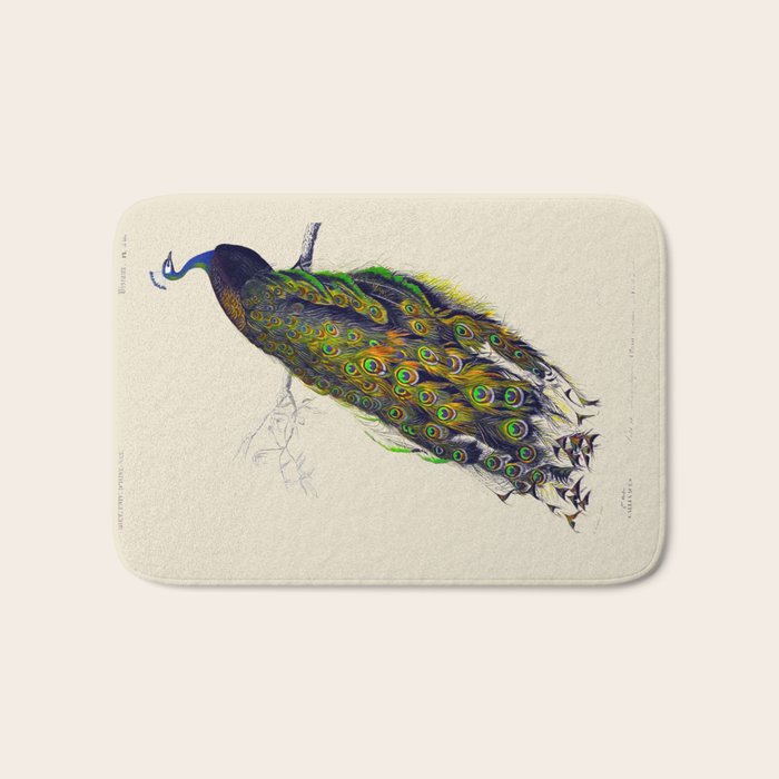 Vintage Peacock Bath Mat Gallery Image 1