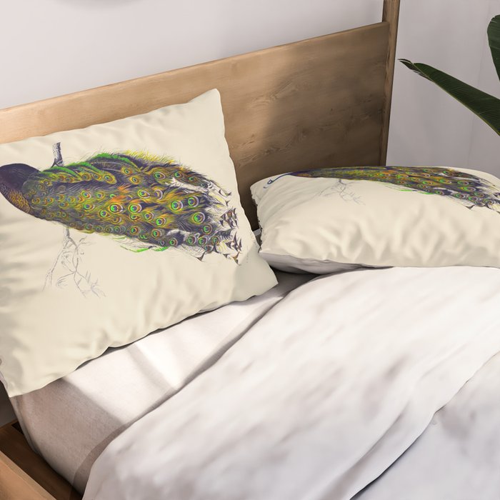 Vintage Peacock Pillow Sham Gallery Image 2