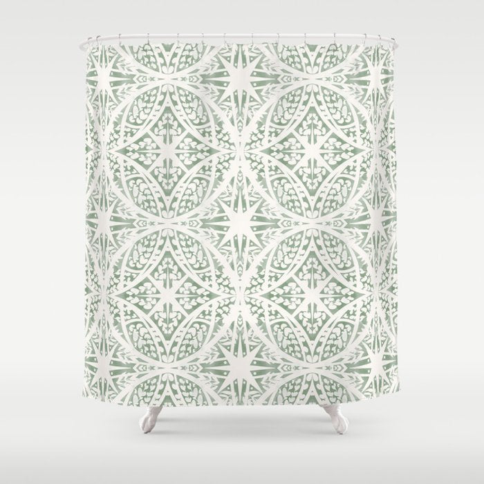 Green Nature Fantasy Tiles B Shower Curtain Gallery Image 1