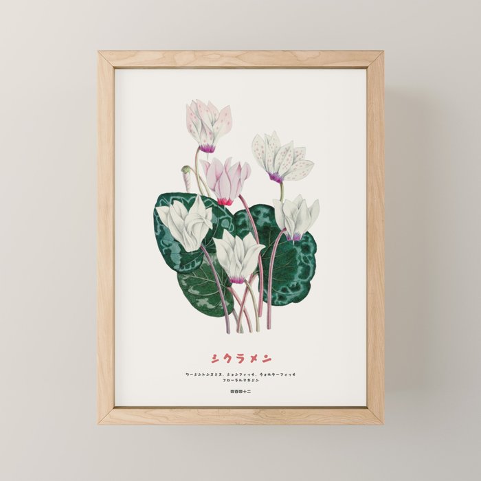 Cyclamen Flowers in Japandi style Mini Art Print Gallery Image 1