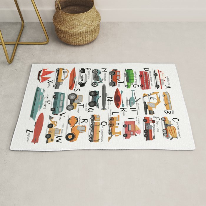 Colourful transportation alphabet Rug Gallery Image 1