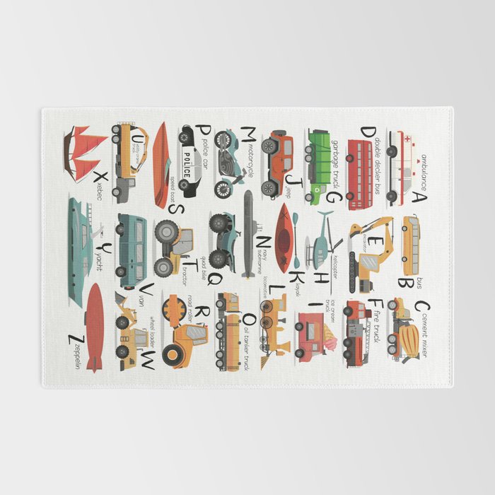 Colourful transportation alphabet Rug Gallery Image 2