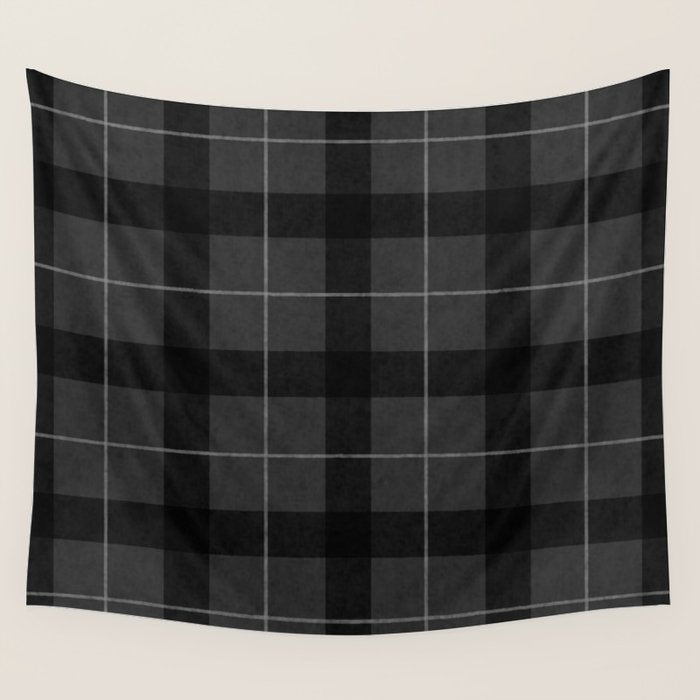 Black And Gray Plaid Wall Tapestry Gallery Image 4