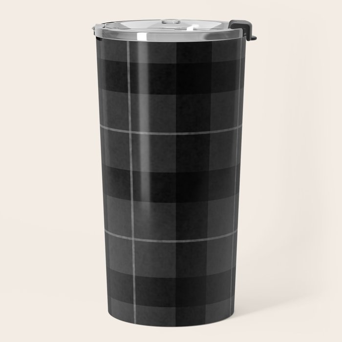 Black And Gray Plaid Travel Mug Gallery Image 2