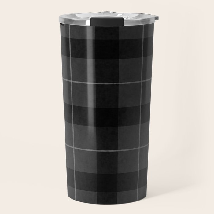 Black And Gray Plaid Travel Mug Gallery Image 1