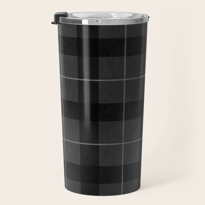 Black And Gray Plaid Travel Mug Gallery Image 3