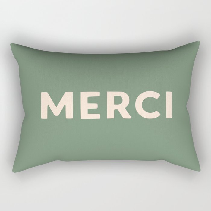 Merci French Retro Hand Lettering Rectangular Pillow Gallery Image 1