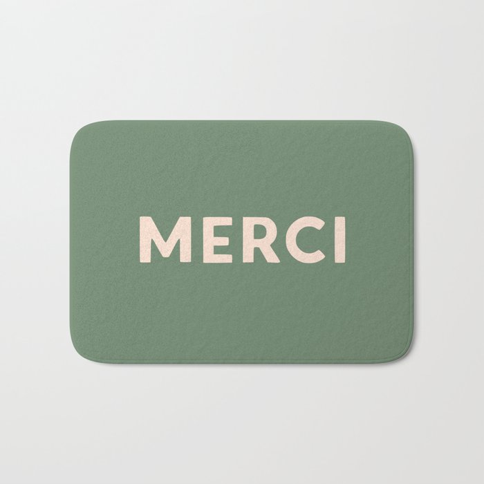 Merci French Retro Hand Lettering Bath Mat Gallery Image 1