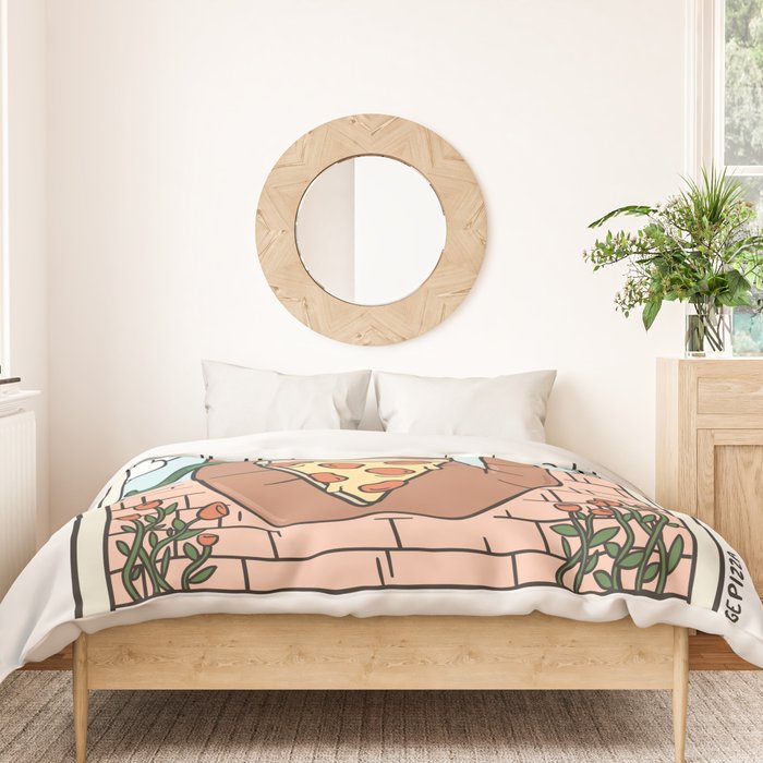 PIZZA READING (DARK) Duvet Cover Gallery Image 3