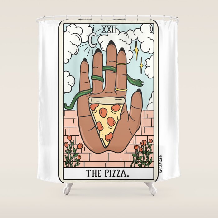 PIZZA READING (DARK) Shower Curtain Gallery Image 1