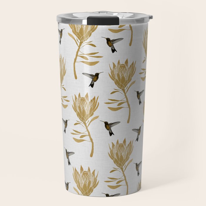 Hummingbird & Flower I Travel Mug Gallery Image 1