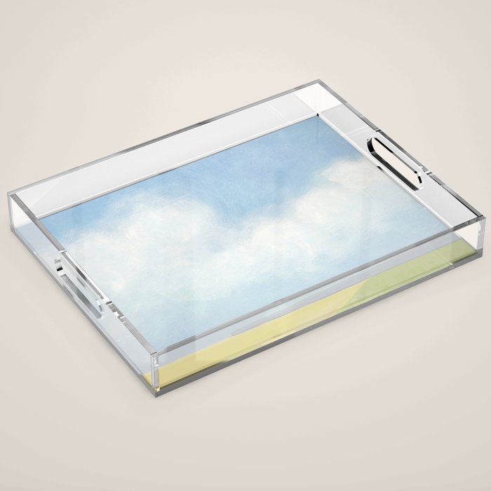 Abstract Landscape With Flowers and Blue Sky Acrylic Tray Gallery Image 1