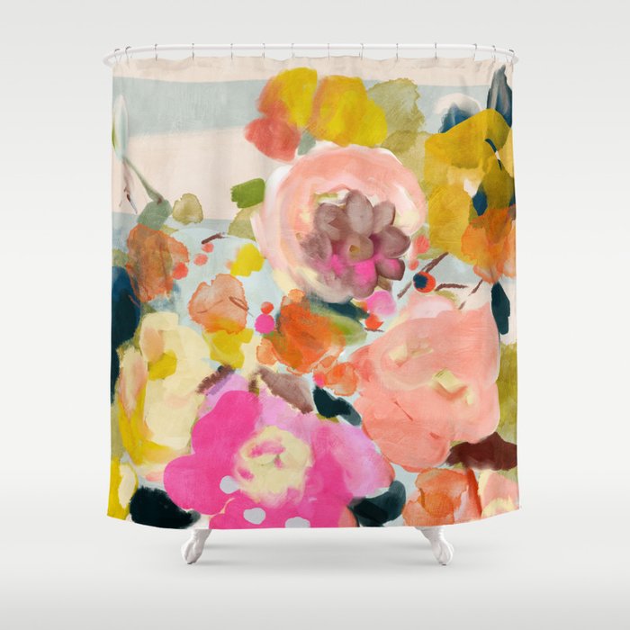 floral bouquet from above abstract art Shower Curtain Gallery Image 1