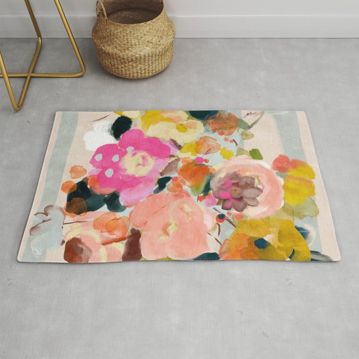 floral bouquet from above abstract art Rug Gallery Image 1