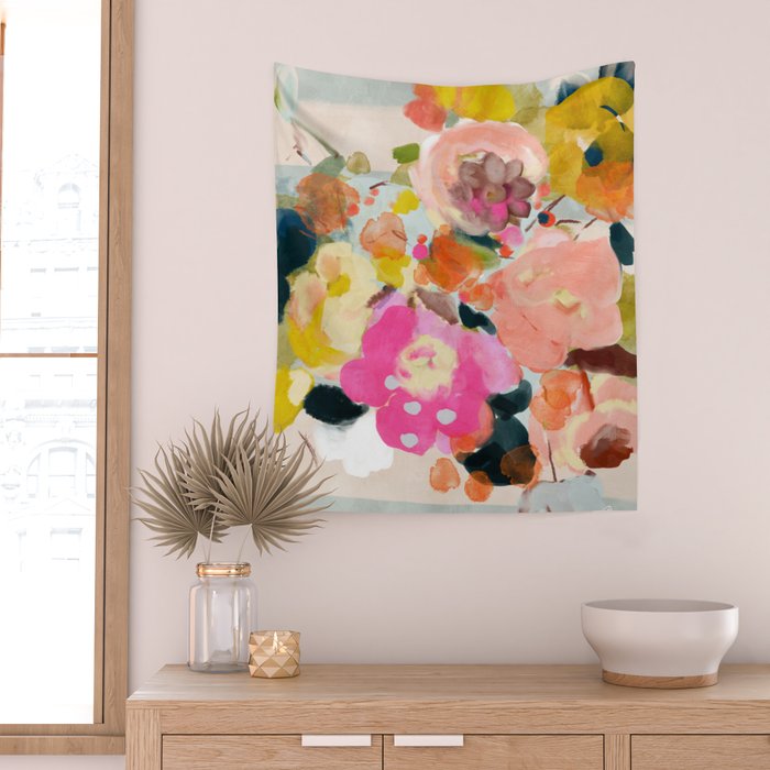 floral bouquet from above abstract art Wall Tapestry Gallery Image 2