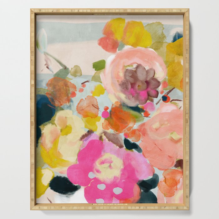floral bouquet from above abstract art Serving Tray Gallery Image 1