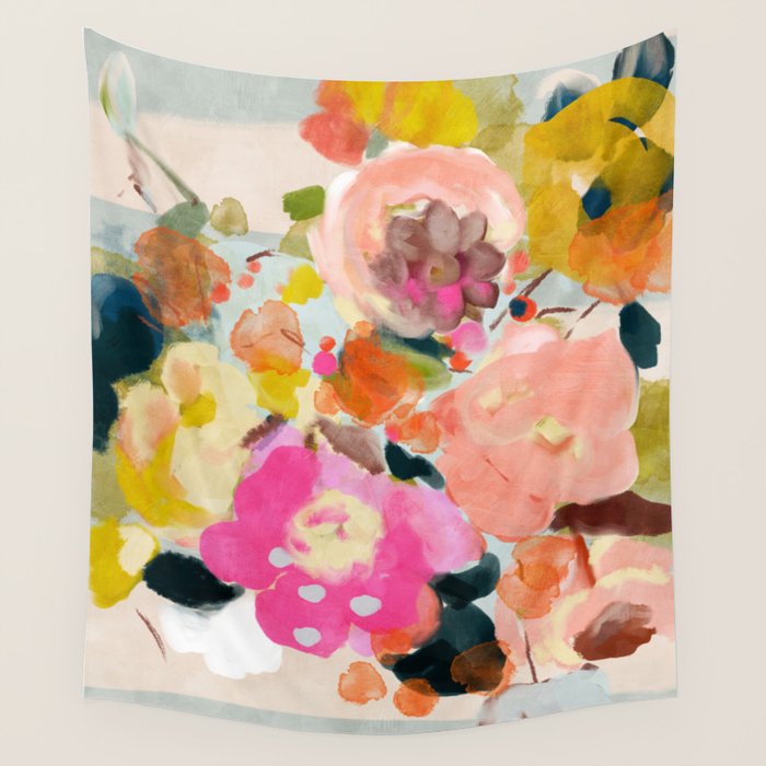 floral bouquet from above abstract art Wall Tapestry Gallery Image 4