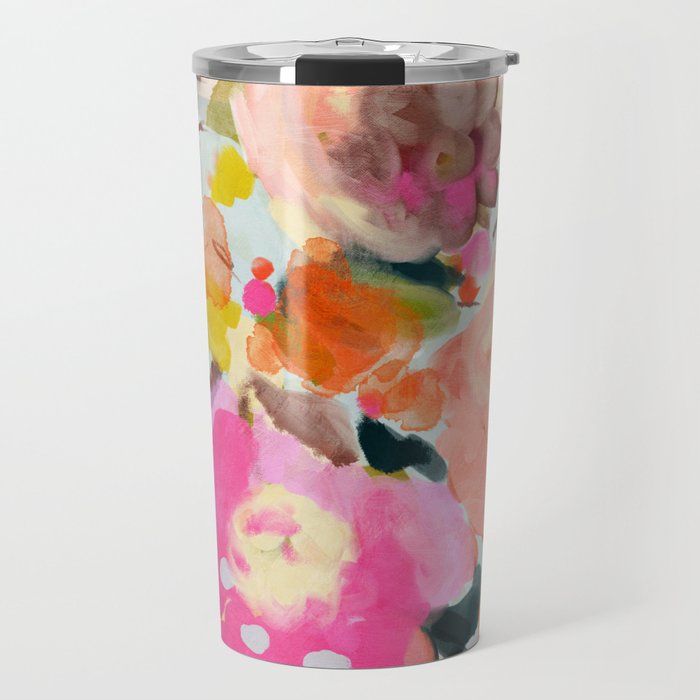 floral bouquet from above abstract art Travel Mug Gallery Image 1