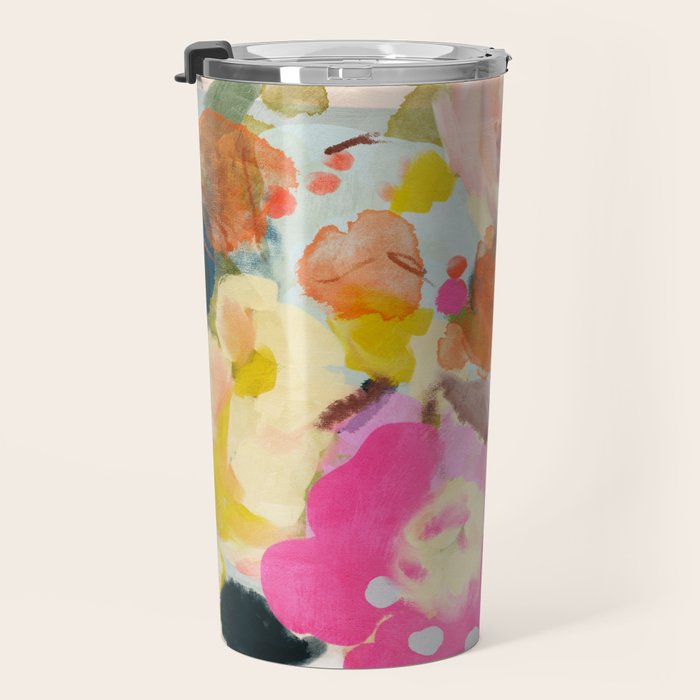 floral bouquet from above abstract art Travel Mug Gallery Image 3
