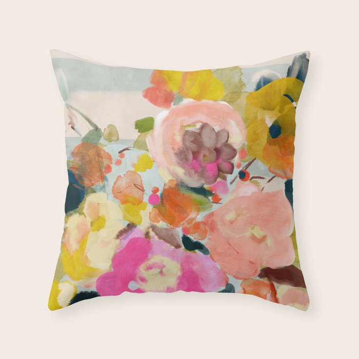 floral bouquet from above abstract art Throw Pillow Gallery Image 6