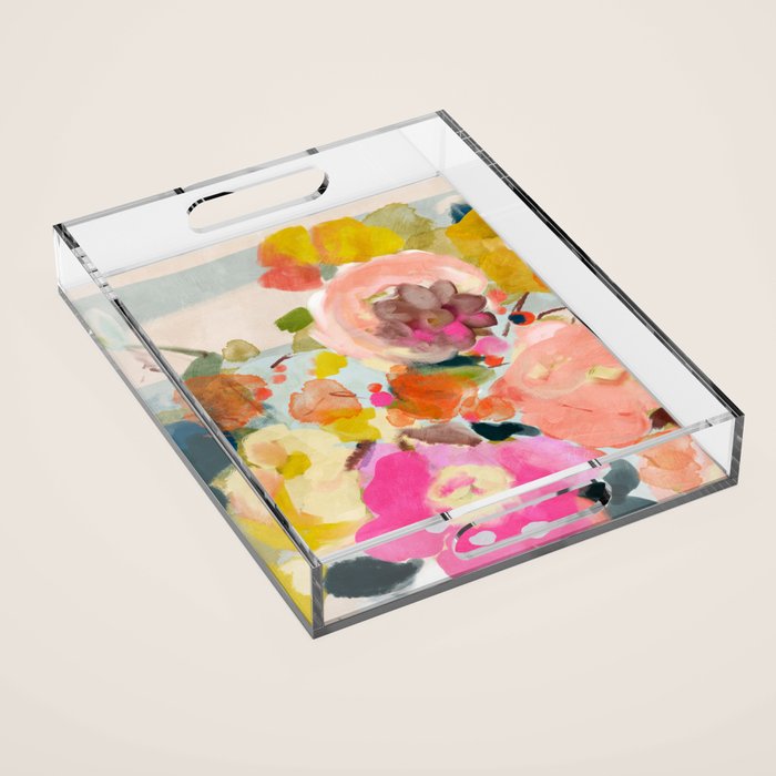 floral bouquet from above abstract art Acrylic Tray Gallery Image 1