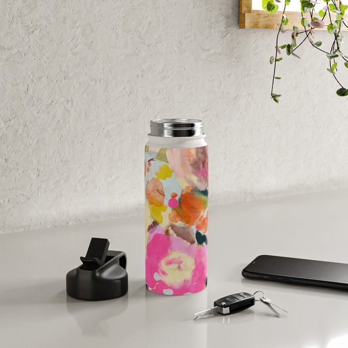 floral bouquet from above abstract art Water Bottle Gallery Image 4
