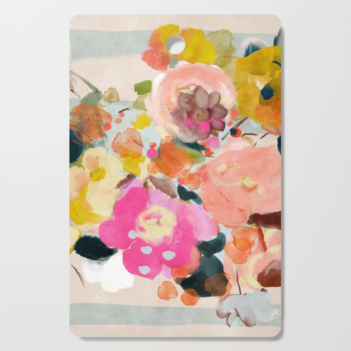 floral bouquet from above abstract art Cutting Board Gallery Image 1
