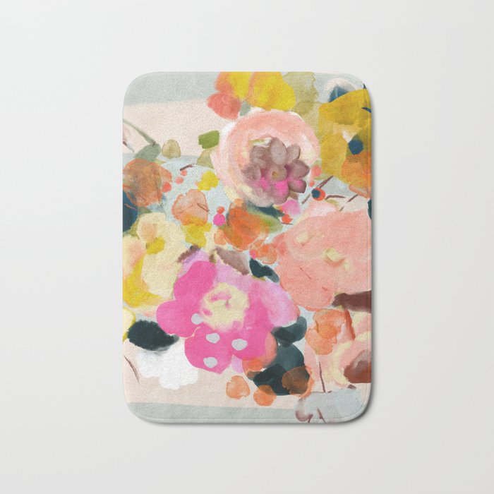 floral bouquet from above abstract art Bath Mat Gallery Image 1