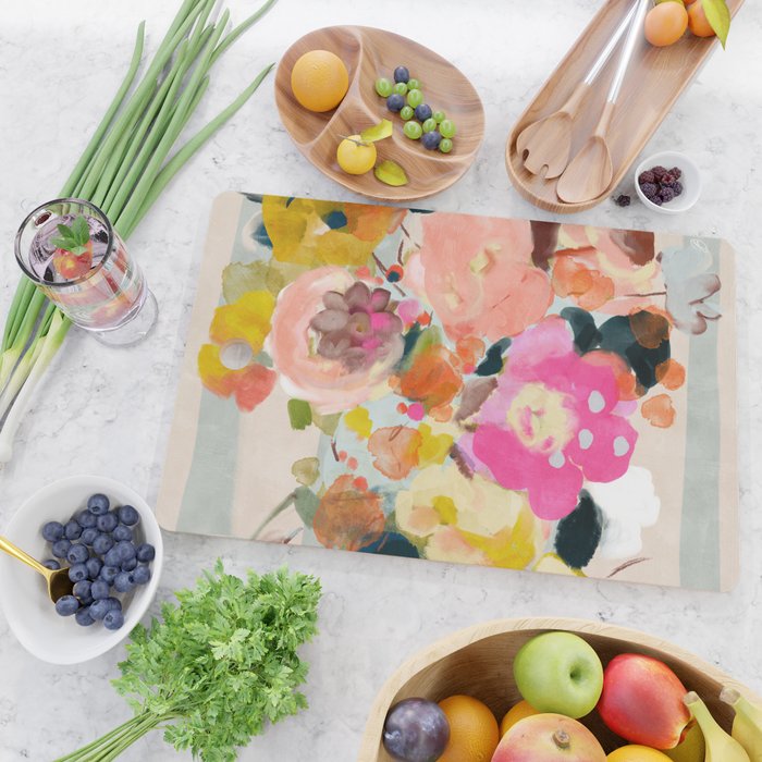 floral bouquet from above abstract art Cutting Board Gallery Image 2